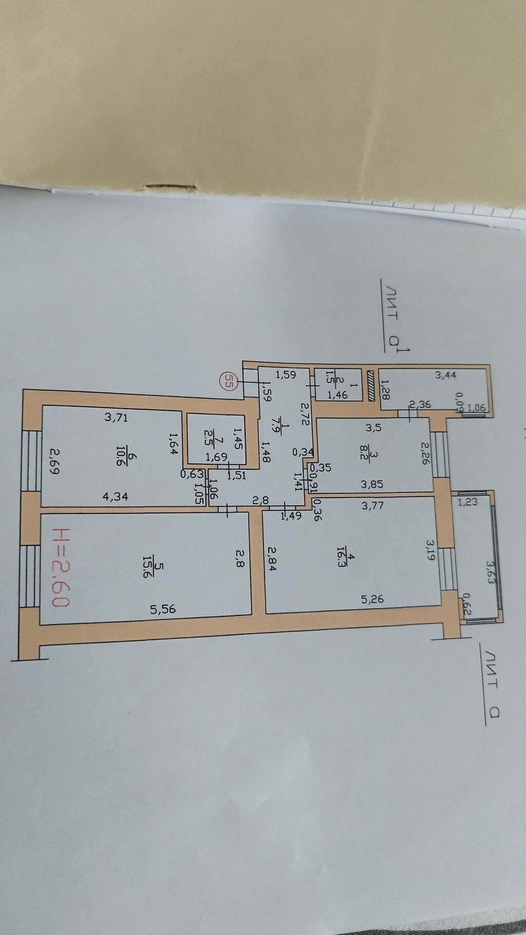 3 комнаты, 62 м², Таатан ТЦ Индивидуалка, 2 этаж, Старый ремонт: фото 6