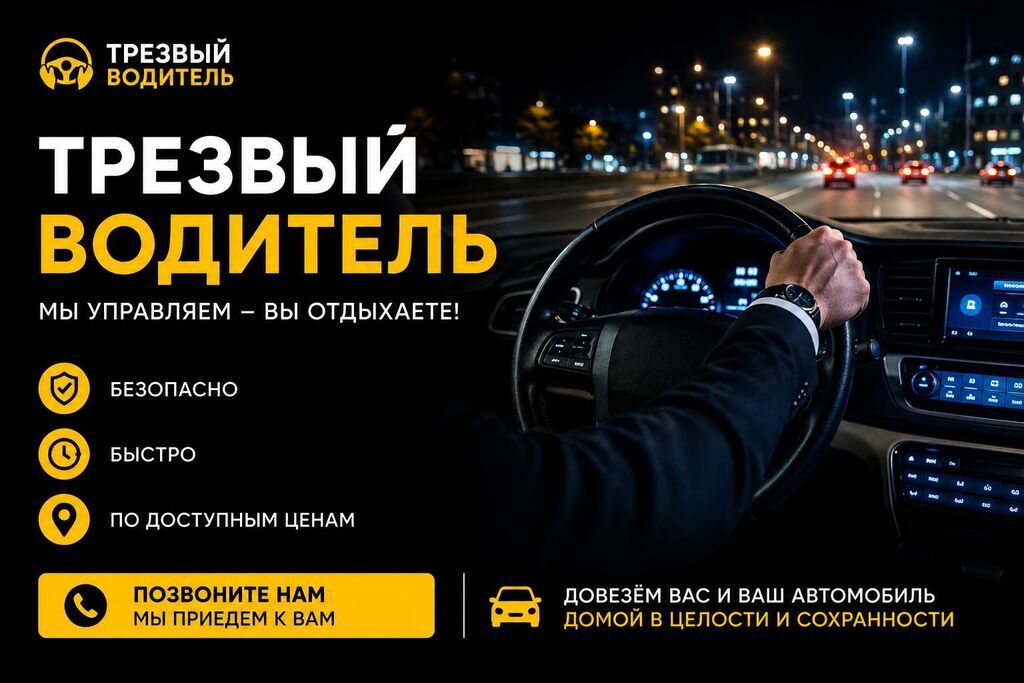 Трезвый водитель Бишкек 24/7 | Доставка автомобиля и водителя домой