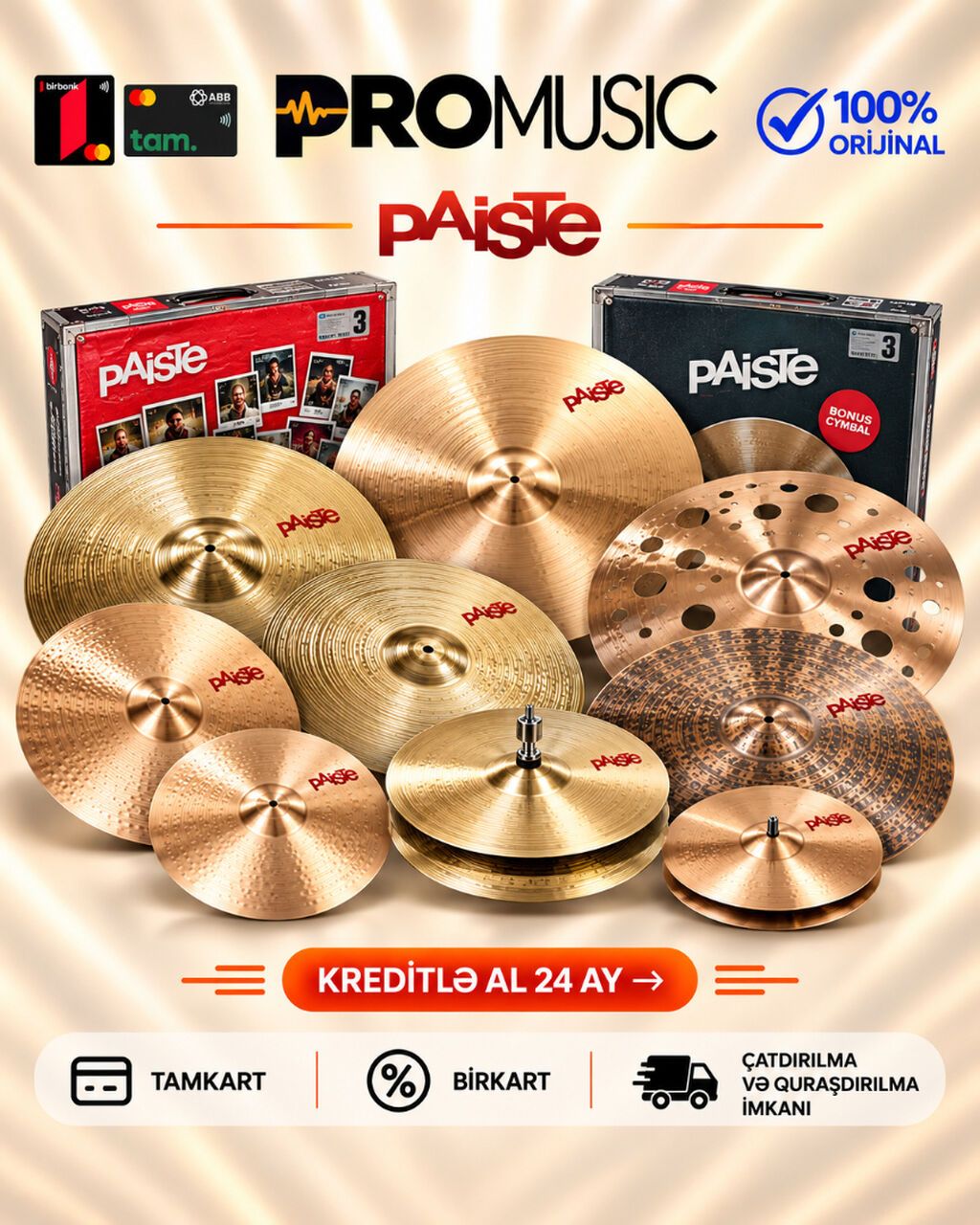 🥁 PAISTE ZƏRBLİ ALƏT SİNBALLARI – 100% ORİJİNAL! 🎶 Peşəkar