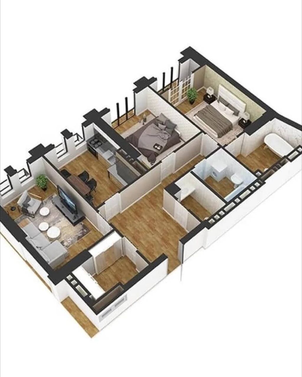 3 комнаты, 100 м², Мадина Элитка, 8 этаж, ПСО (под самоотделку): фото 6