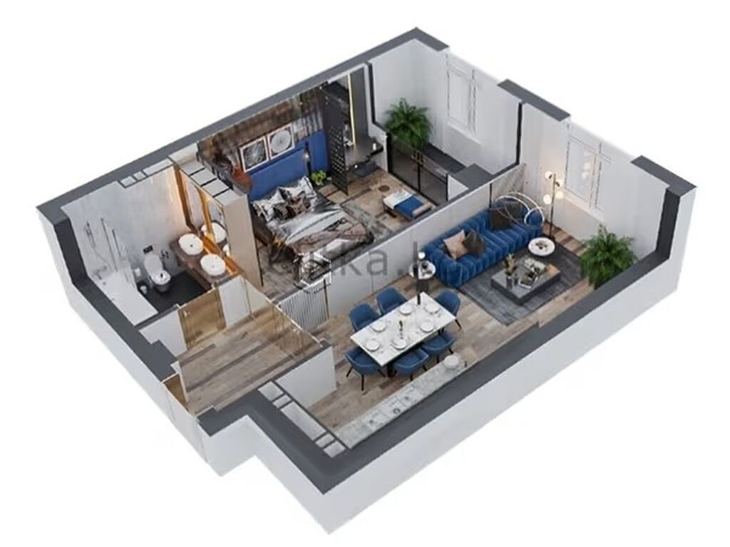 2 комнаты, 45 м², Аламедин-1 мкр Элитка, 10 этаж, ПСО (под самоотделку): фото 3