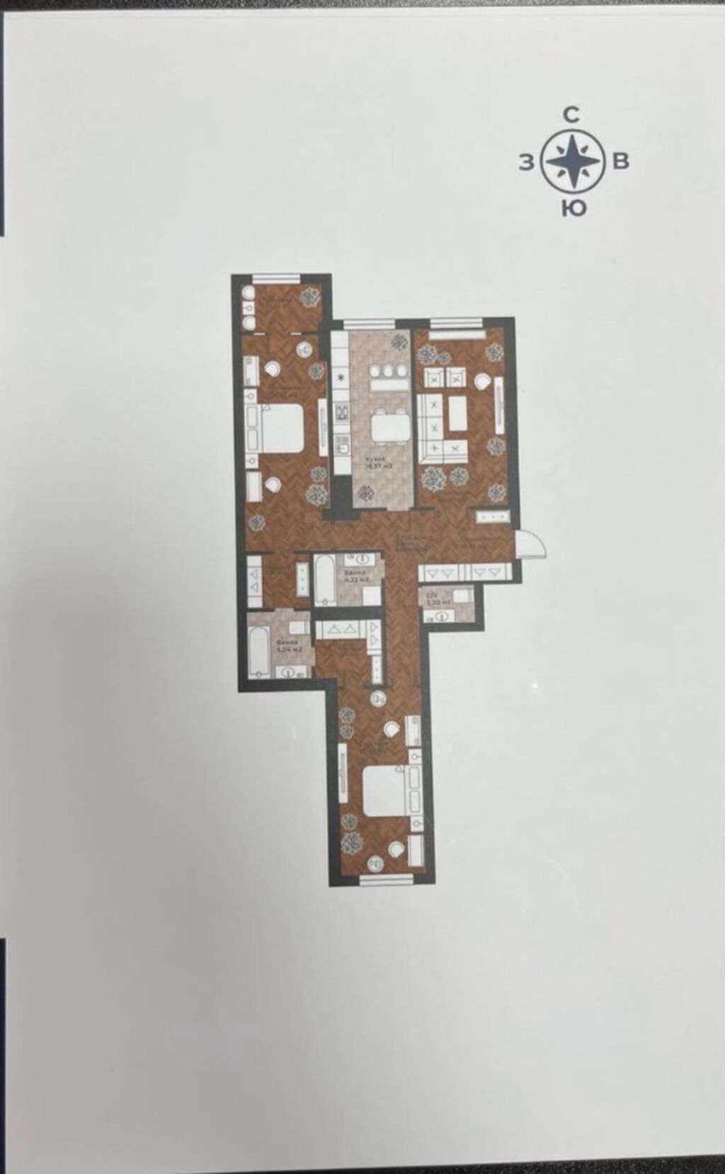 3 комнаты, 118 м², Элитка, 6 этаж, ПСО (под самоотделку): фото 2