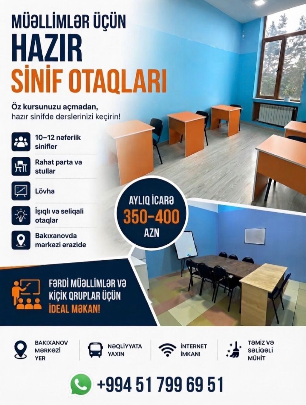 Müəllimlər üçün hazır sinif otaqları – öz kursunuzu açmadan