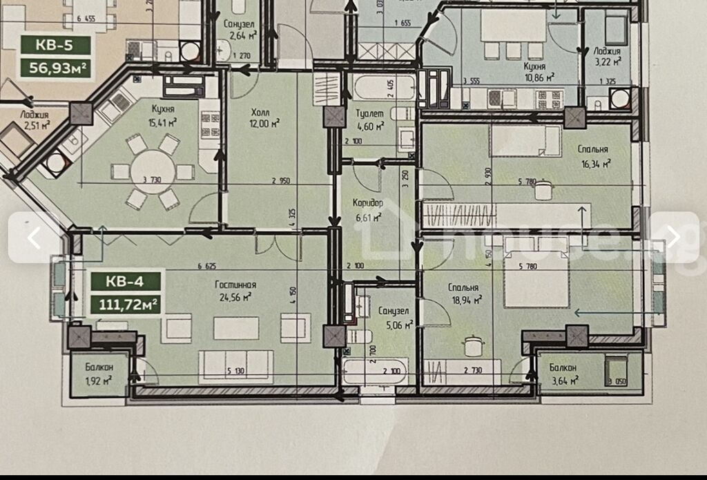 3 комнаты, 111 м², 6 мкр Элитка, 7 этаж, ПСО (под самоотделку): фото 2