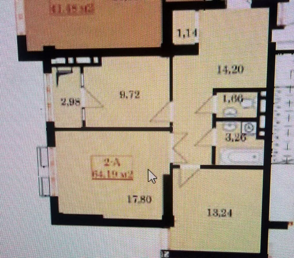 2 комнаты, 65 м², Средний Джал 12 этаж, Требуется ремонт: фото 3