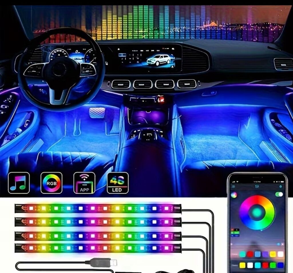 Автомобильная RGB‑подсветка салона с управлением через приложение и: фото 1