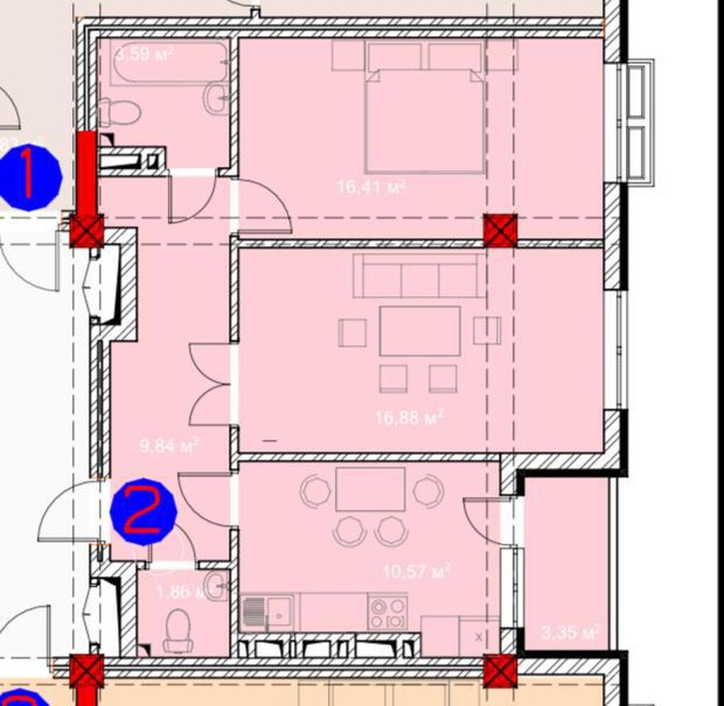 2 комнаты, 63 м², Элитка, 8 этаж, ПСО (под самоотделку) — фото 4