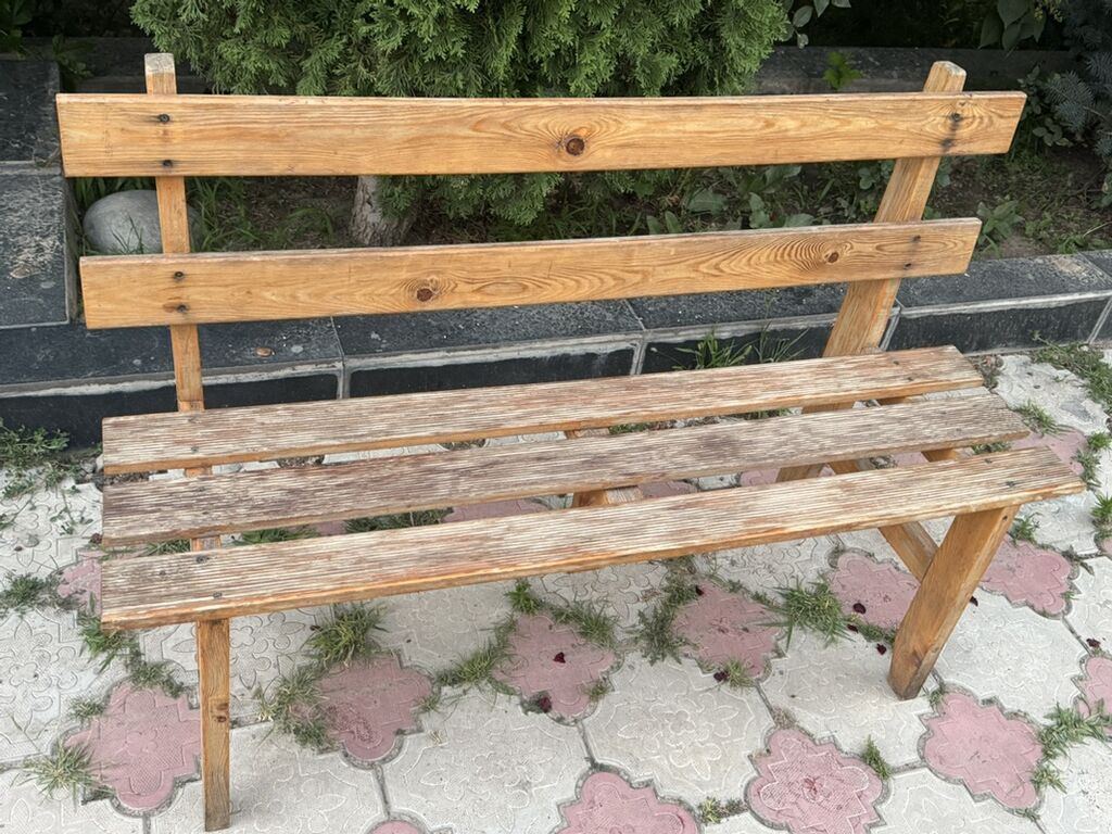 Скамейка Дерево, Со спинкой, Без крыши