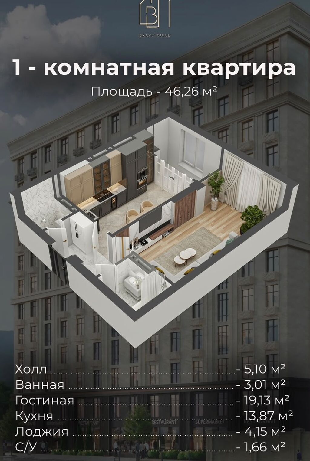 ПРЕМИУМ-КЛАСС В ЦЕНТРЕ БИШКЕКА ОТ $1300/М² ЖК «Премьера Плюс: фото 3