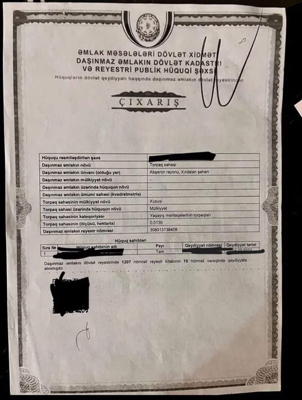 Xırdalanda yaşayış təyinatlı torpaq sahəsi Tecili Satilir deyer