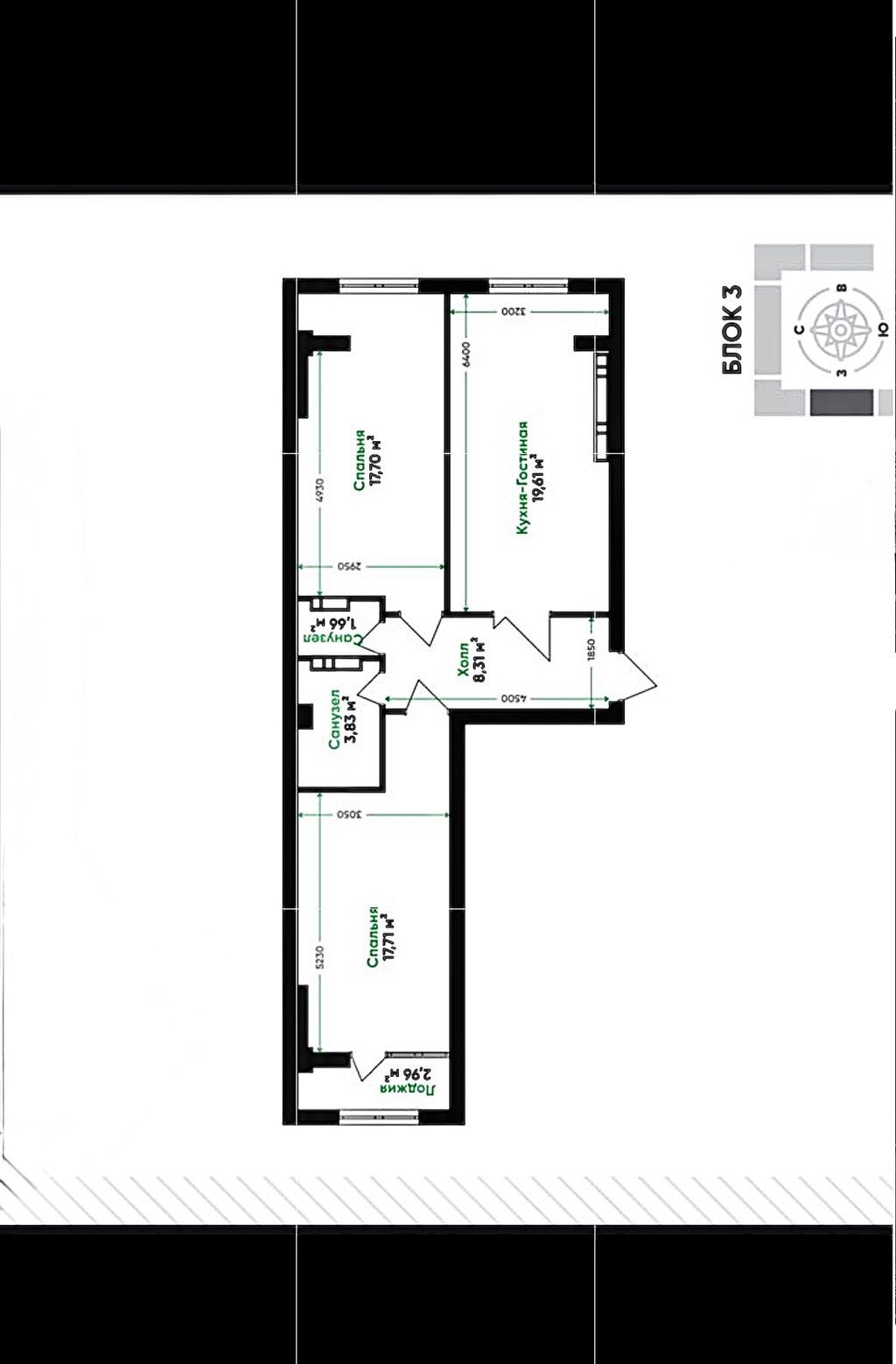 2 комнаты, 72 м², Тунгуч мкр Элитка, 11 этаж: фото 4