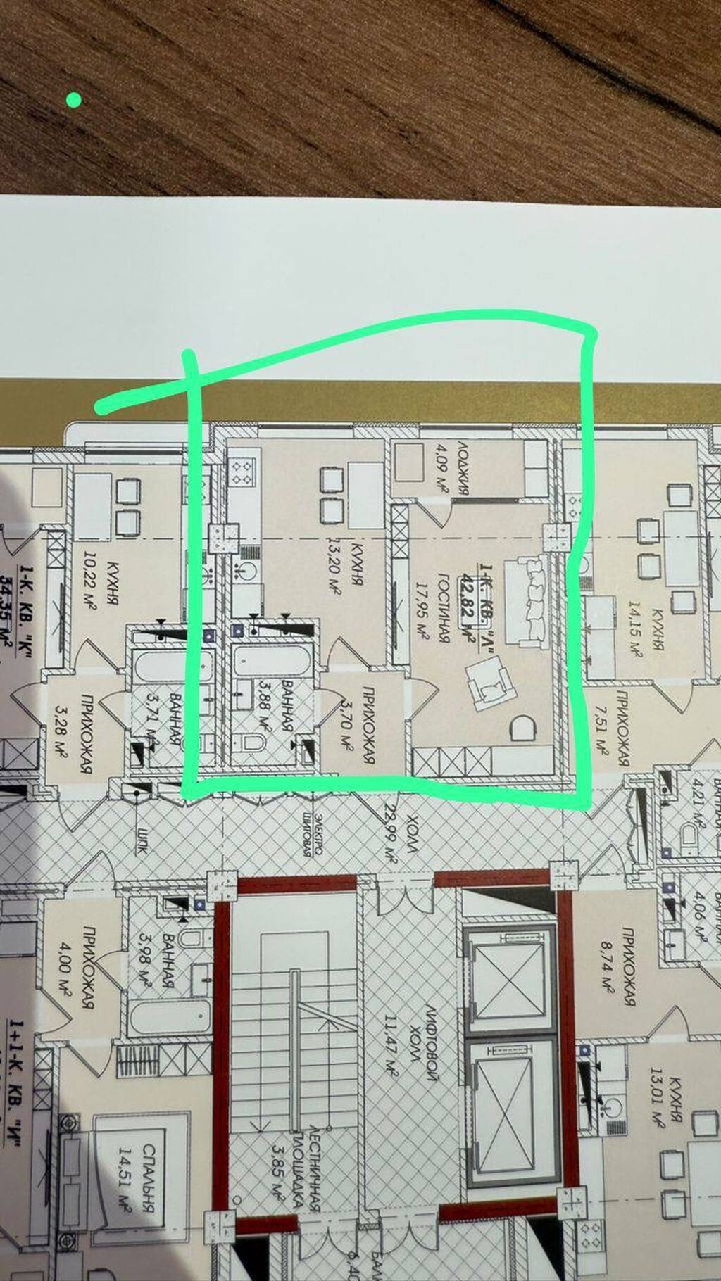 1 комната, 44 м², Азия Молл Элитка, 12 этаж, ПСО (под самоотделку): фото 3