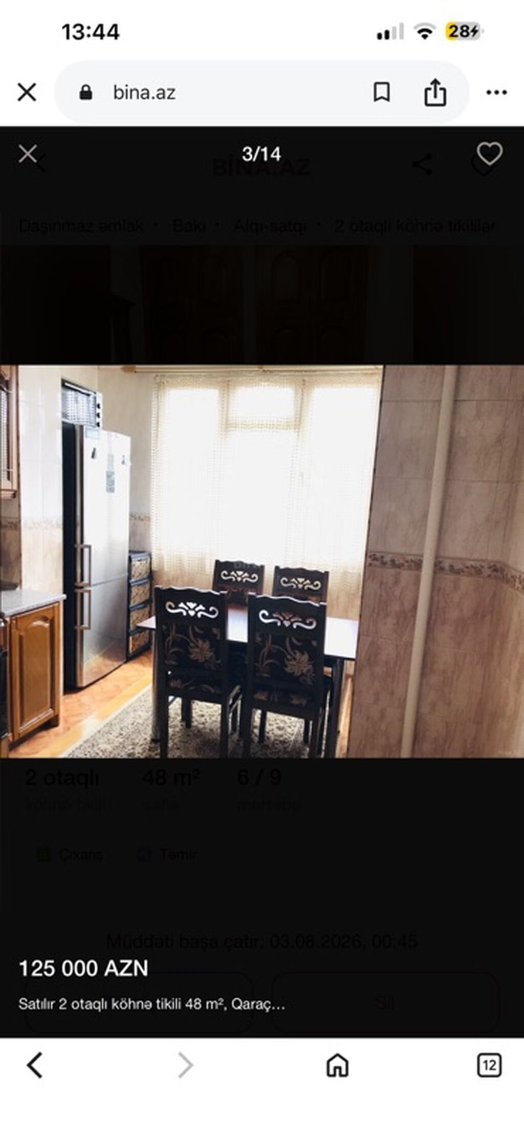 2-room old-build apartment for sale in Qaraçuxur, 48 m², 135 000 AZN, photo 4 / 12