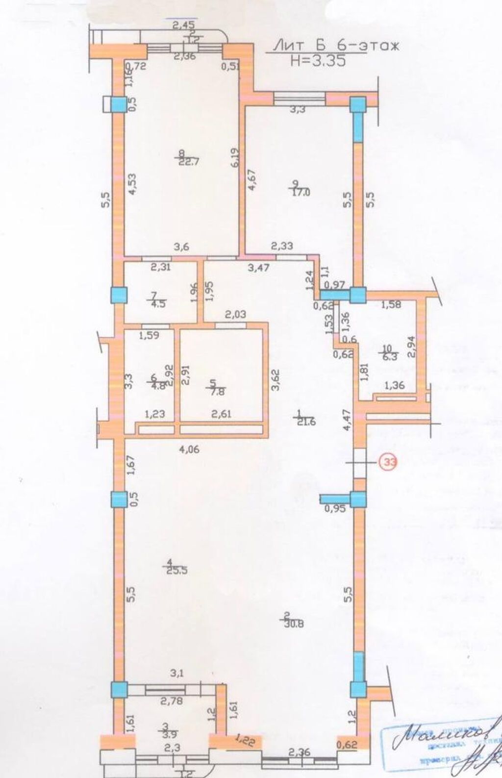 3 комнаты, 145 м², Асанбай мкр Элитка, 6 этаж, ПСО (под самоотделку): фото 6