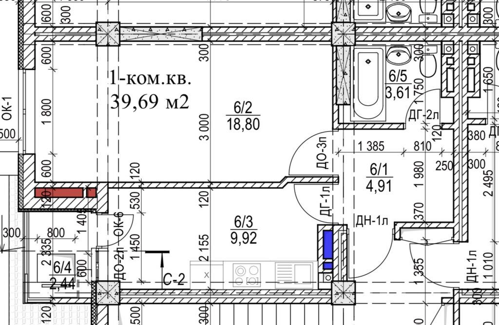 1 комната, 40 м², парк Фучика Элитка, 10 этаж, ПСО (под самоотделку): фото 2