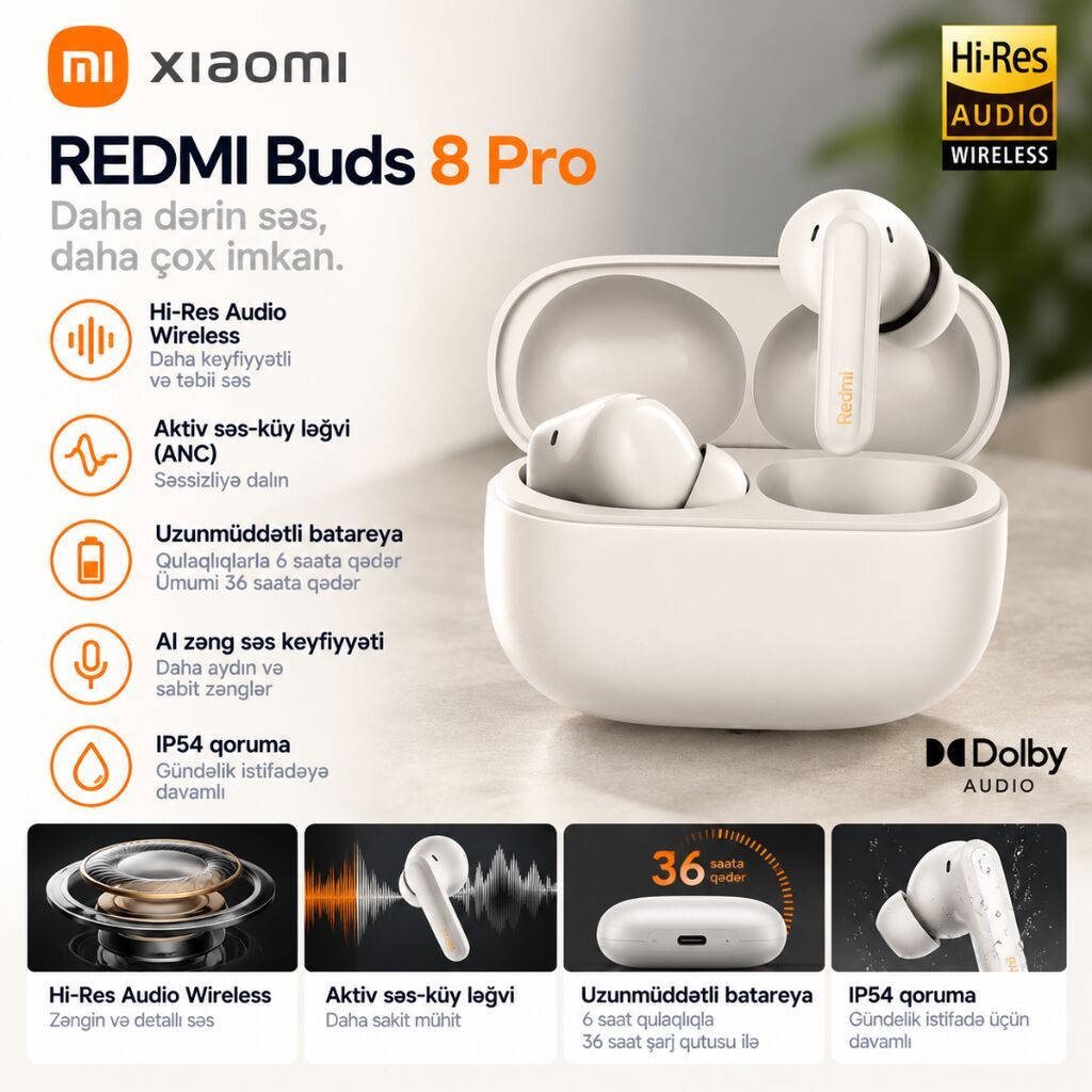 Xiaomi Redmi Buds 8 Pro – Daha dərin səs, daha çox imkan. - Hi‑Res