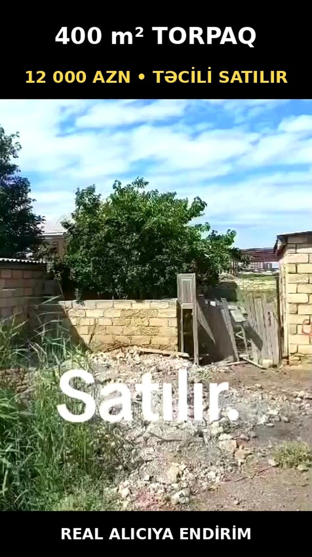 Satılır: 400 m² torpaq sahəsi və həyətdə 2 otaqlı ev - Torpaq: 400 m²