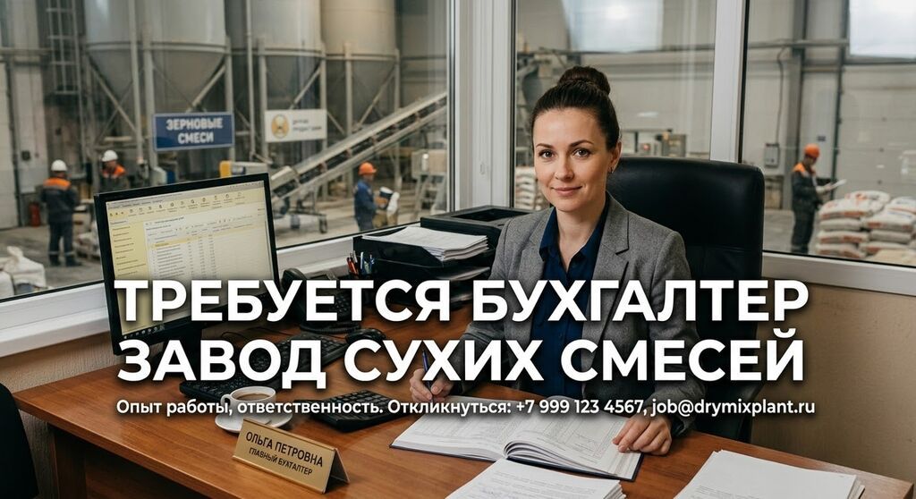 Требуется бухгалтер на завод сухих смесей в Кант