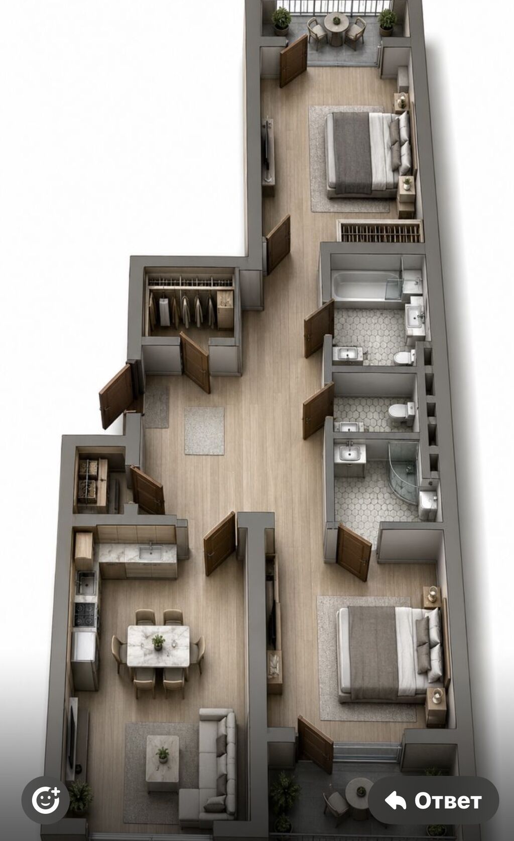 3 комнаты, 100 м², Орто-Сай с. Элитка, 4 этаж, ПСО (под самоотделку): фото 2