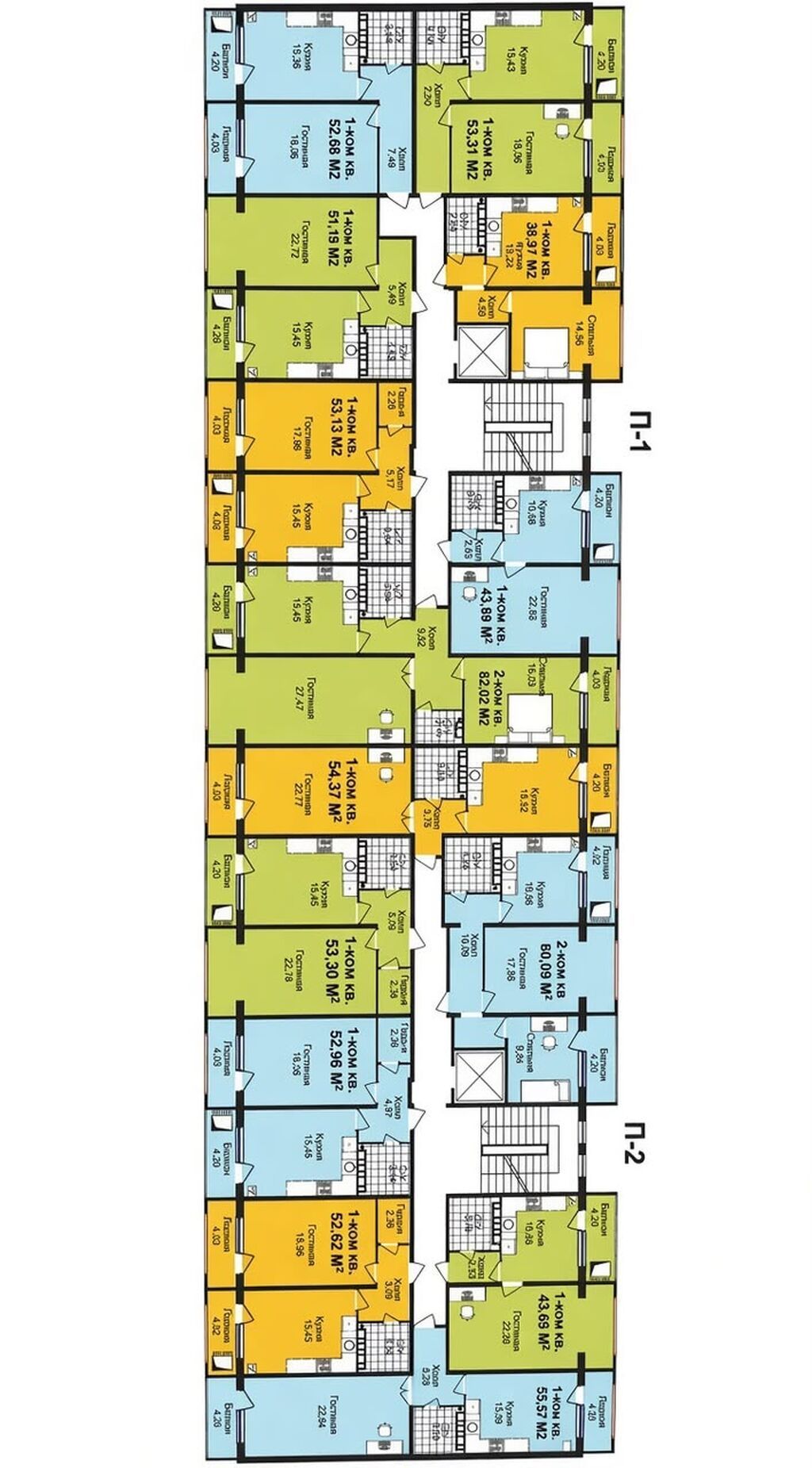 1 комната, 53 м², Технопарк 4 этаж, ПСО (под самоотделку): фото 2