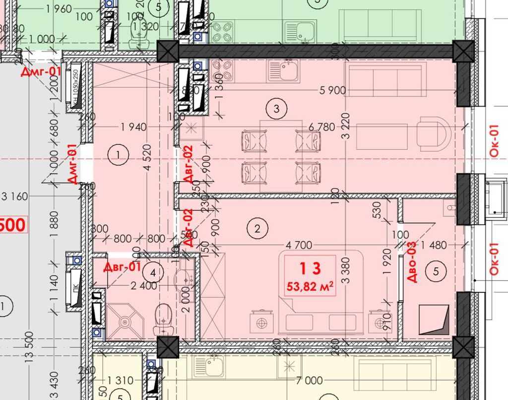 2 комнаты, 54 м², Ипподром Элитка, 12 этаж, ПСО (под самоотделку): фото 3
