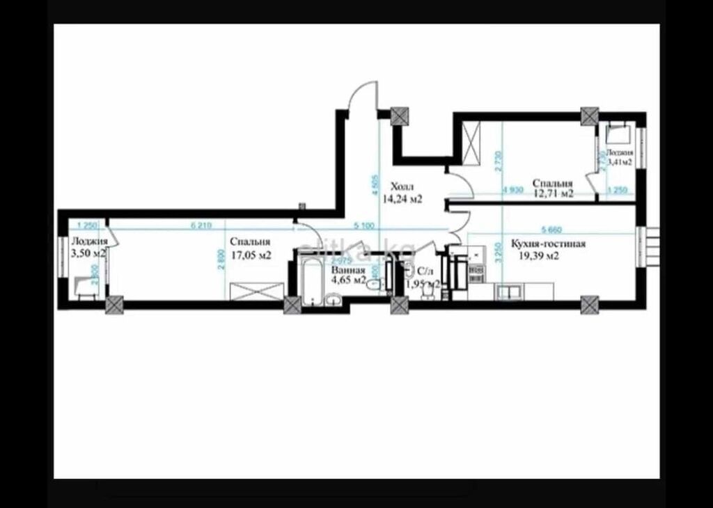 3 комнаты, 77 м², ул. Лев Толстой Элитка, 6 этаж, ПСО (под самоотделку): фото 1
