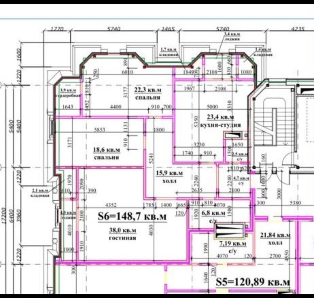 4 комнаты, 148 м², Новая мечеть Элитка, 8 этаж, ПСО (под самоотделку): фото 2