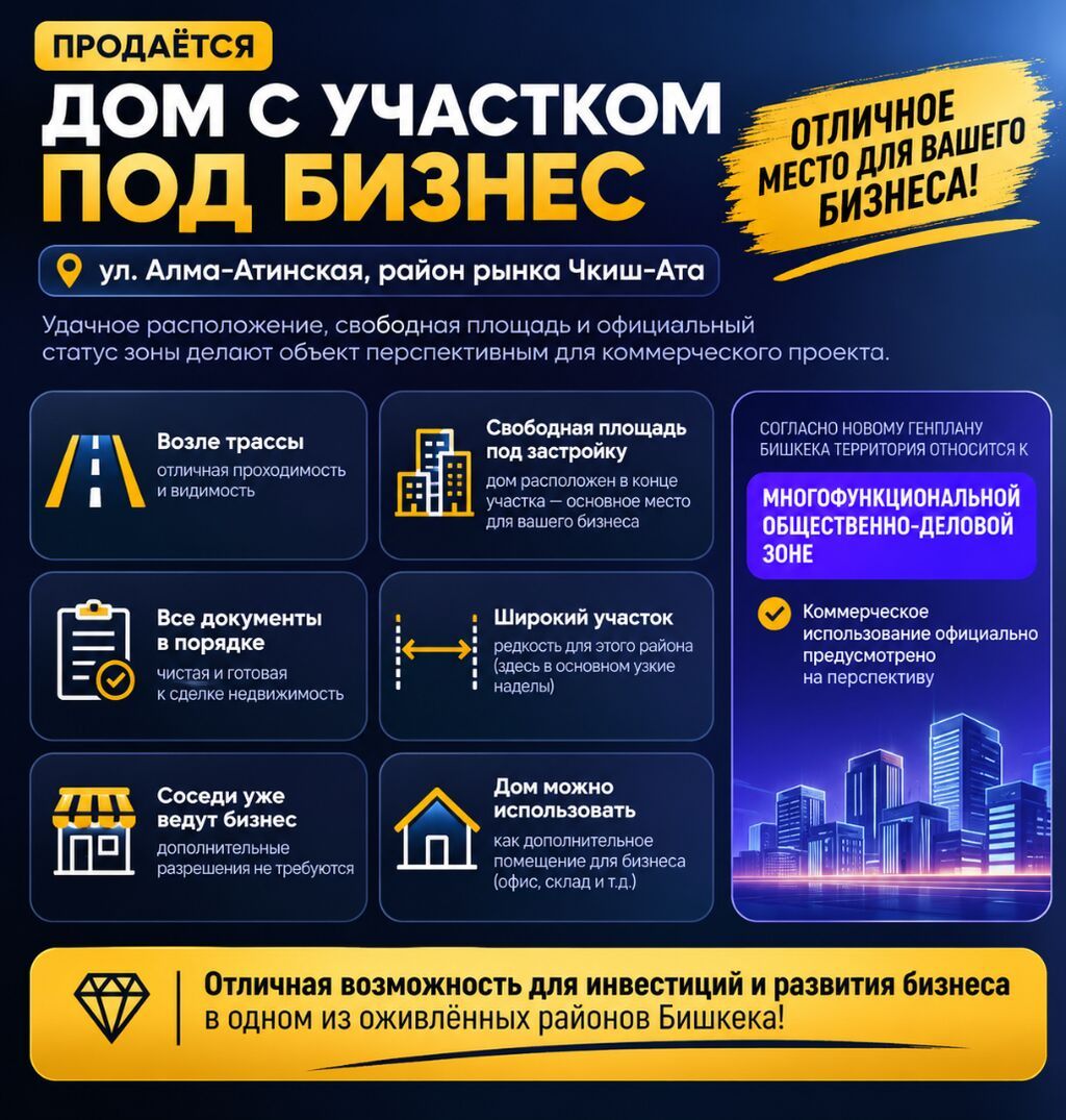 Дом с участком под бизнес, ул. Алма-Атинская, район рынка Чекиш-Ата: фото 2