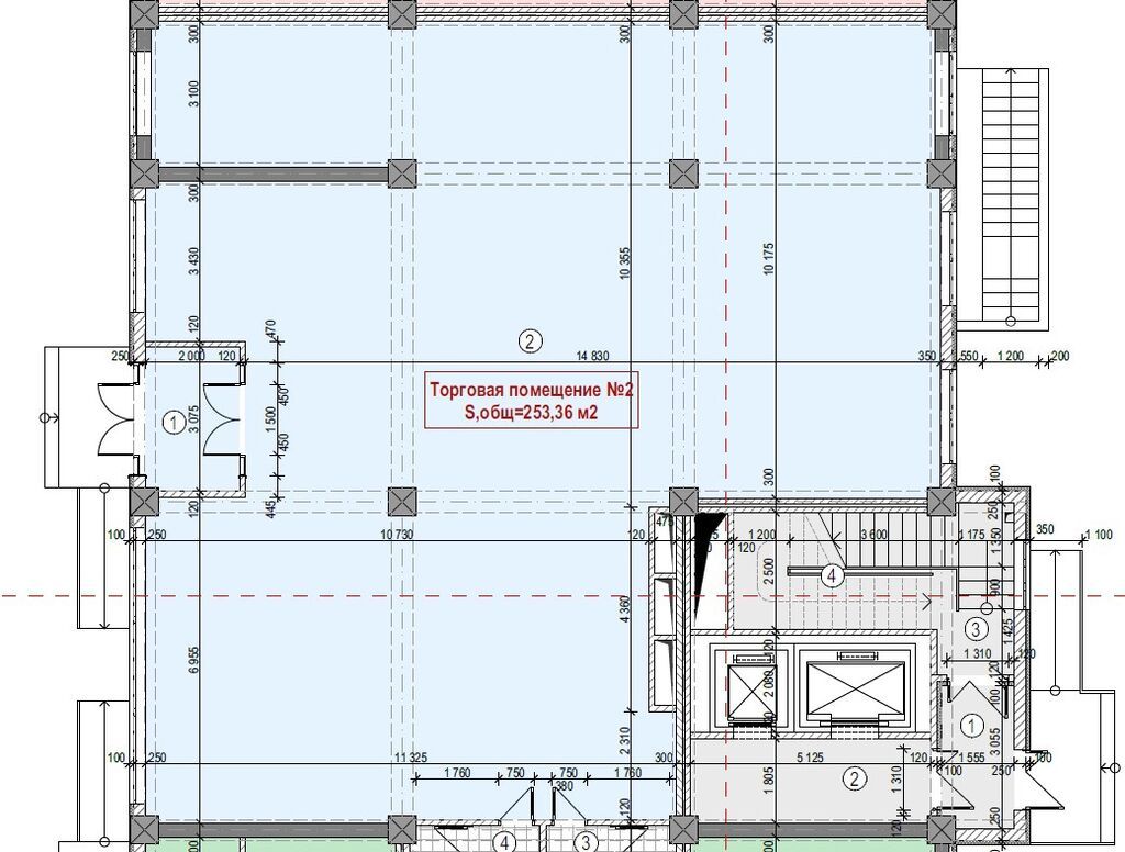 Продажа офисов 254 м², Без ремонта, Без мебели, Многоэтажное здание, 1 этаж