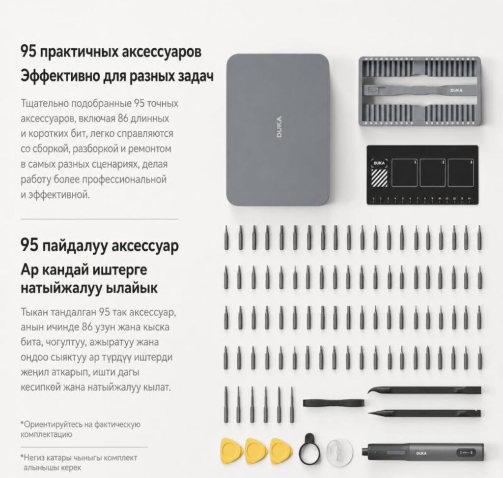 Электрическая отвертка Xiaomi Duka ATuMan E3 Купить в Бишкеке — набор — фото 8