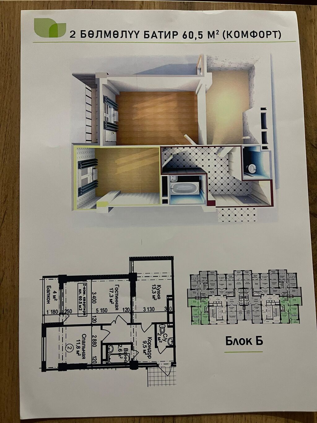 2 комнаты, 61 м², Элитка, 4 этаж, ПСО (под самоотделку): фото 2