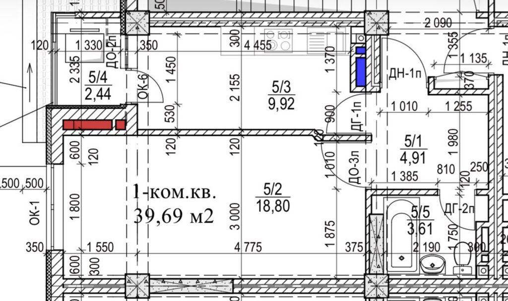 1 комната, 40 м², парк Фучика Элитка, 10 этаж, ПСО (под самоотделку): фото 2