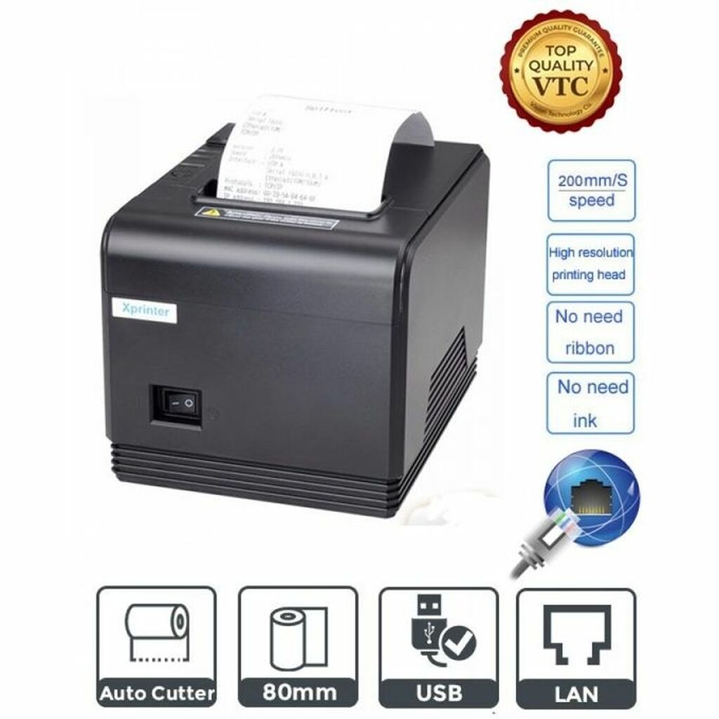 Чековый принтер Xprinter q200 USB 80мм.: 6900 KGS Торговые принтеры и ...