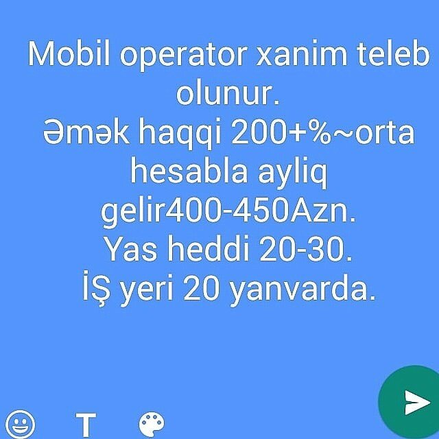 Müştərilərlə İş: Maraqlananlar zeng edib melumat ala biler. - lalafo.az Bakı şəhərində Maraqlananlar zeng edib melumat ala biler.