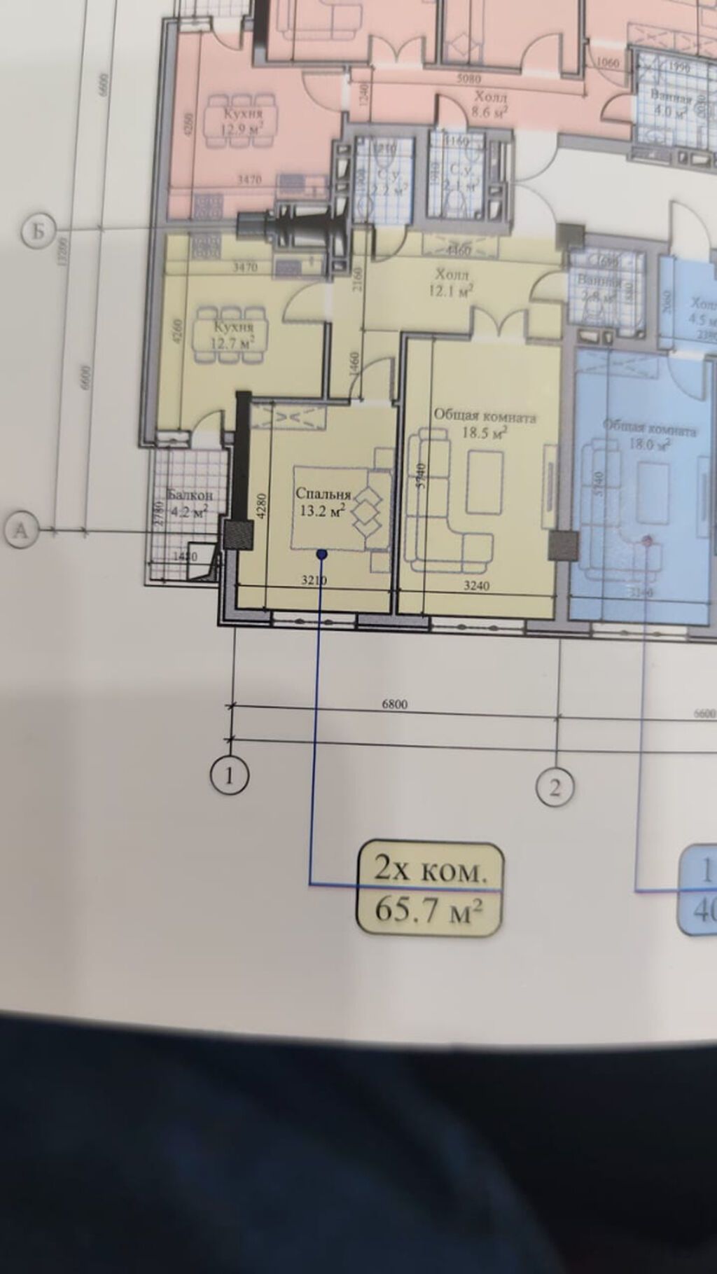 2 комнаты, 65 м², Технопарк Элитка, 4 этаж, ПСО (под самоотделку): фото 2