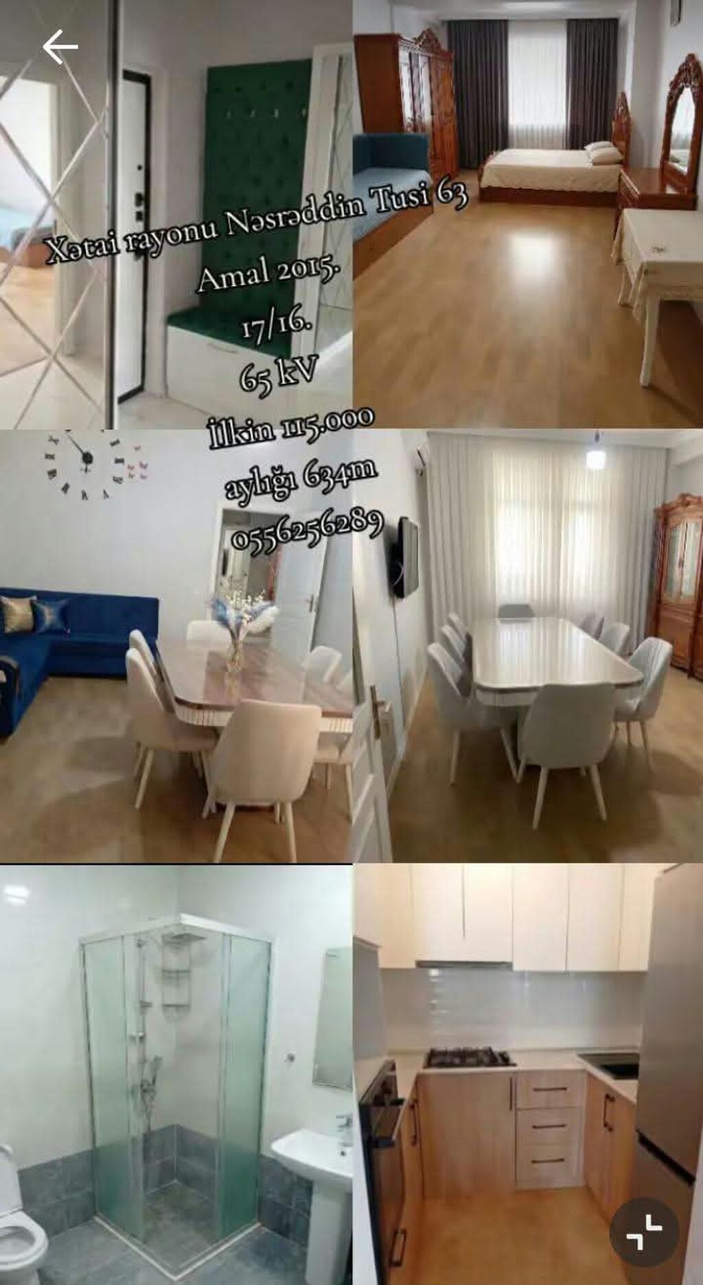 2 otaqlı, Yeni tikili, m. Əhmədli, 65 kv. m