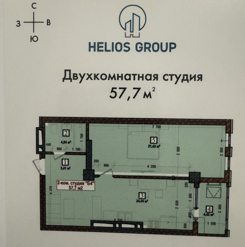 2 комнаты, 58 м², Рабочий Городок Элитка, 14 этаж, ПСО (под самоотделку): фото 3