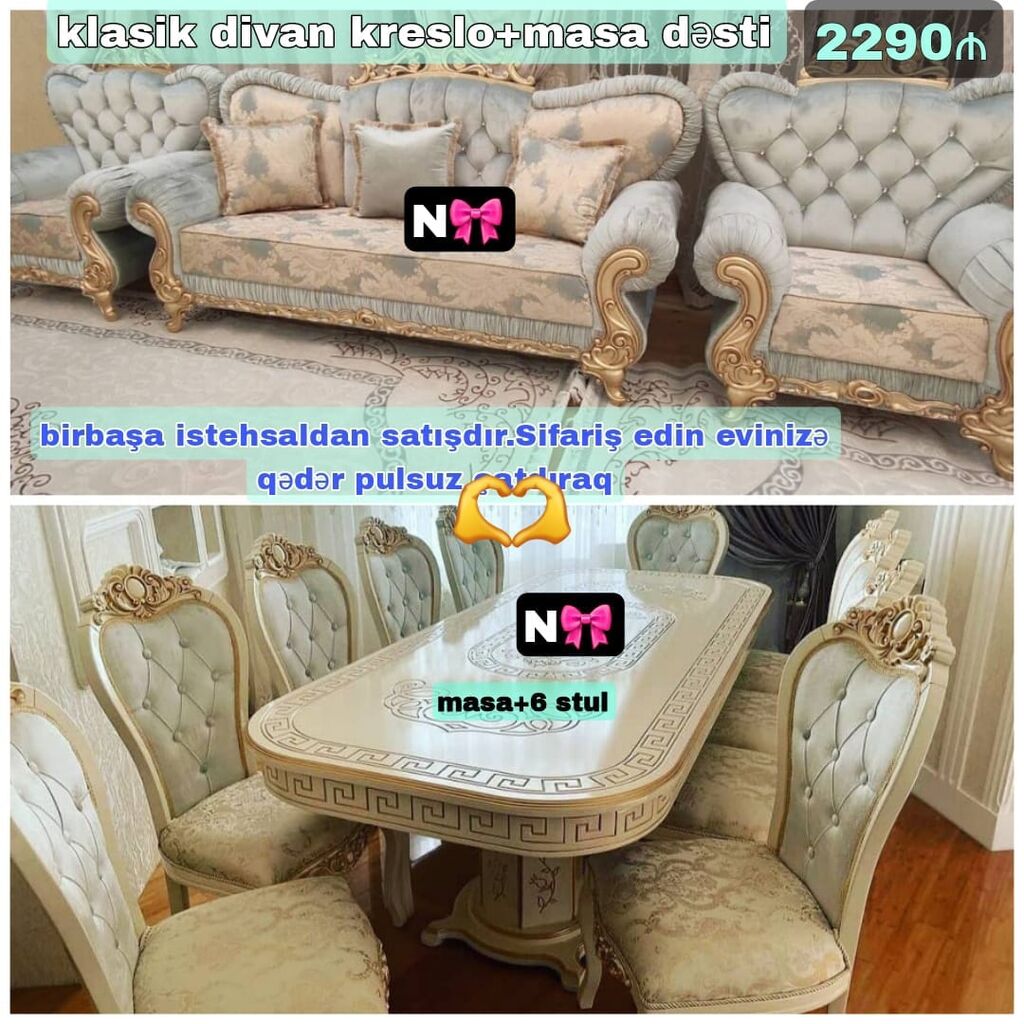 Qonaq otağı dəsti yeni divan kreslo 2290 AZN Qonaq otağı dəstləri