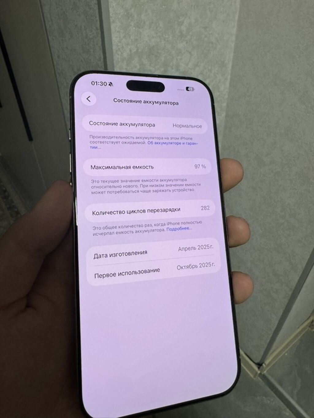 IPhone 16 Pro Max, Б/у, 256 ГБ, Natural Titanium, Защитное стекло, 97 %: фото 4