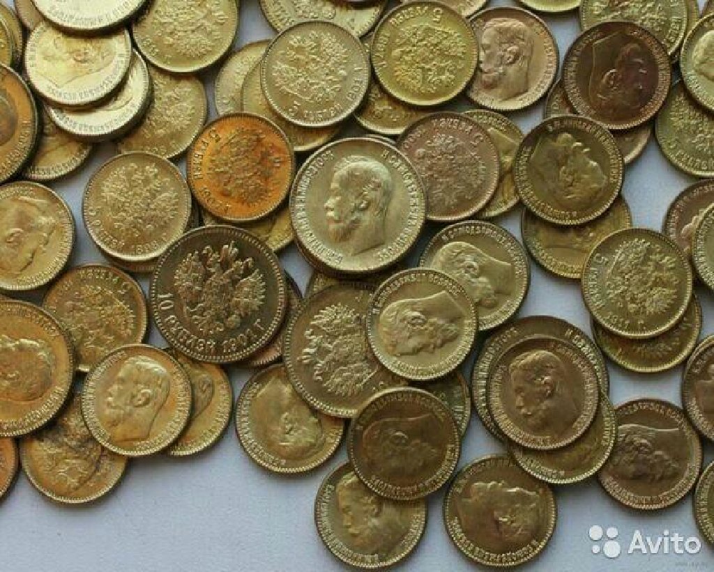 Золотые монеты червонцы Николая 2