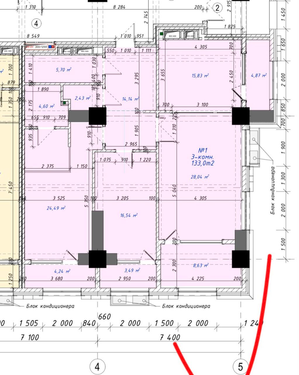 3 комнаты, 130 м², Асанбай мкр Элитка, 2 этаж, ПСО (под самоотделку): фото 2