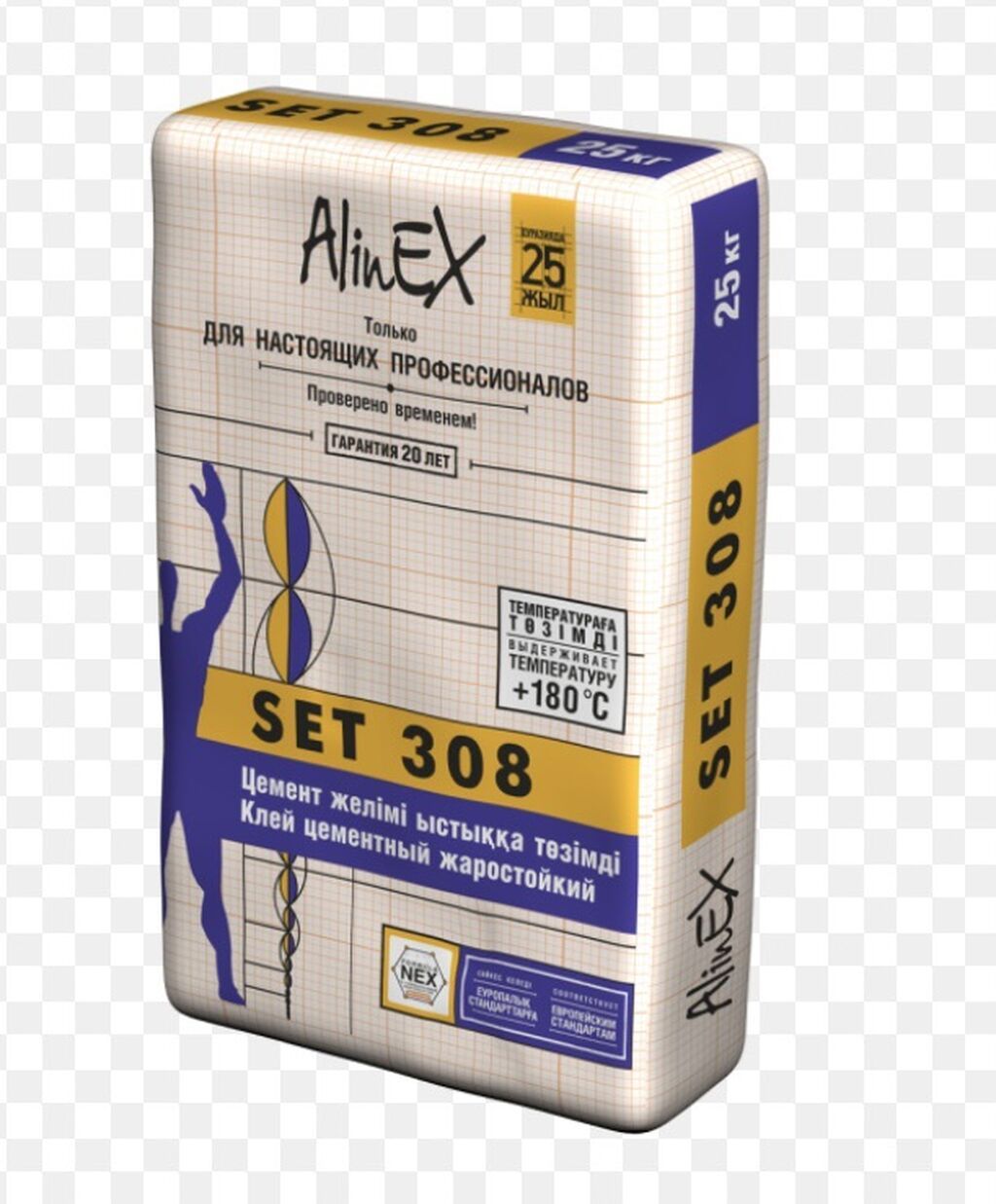 Жаростойкий цементный клей AlinEX SET 308, мешок 25 кг. - Назначение