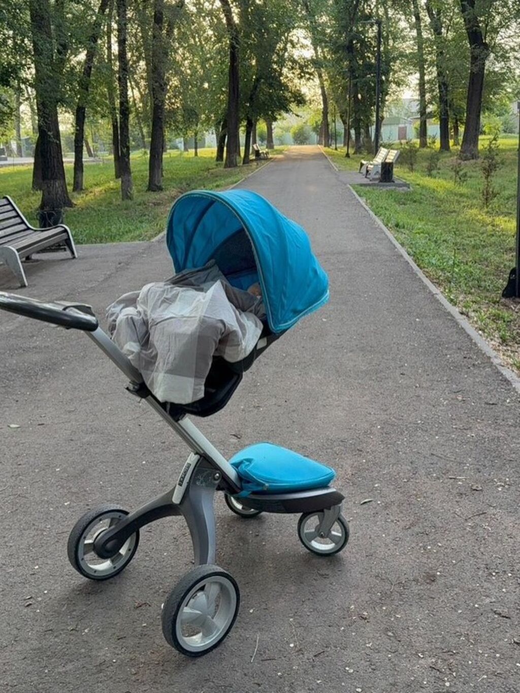 Коляска, Stokke, цвет - Голубой, Б/у, Самовывоз: фото 5