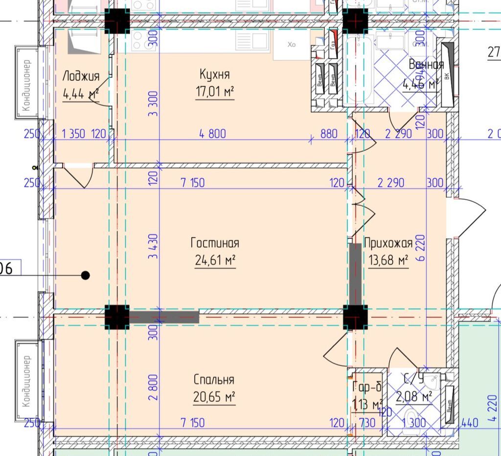 2 комнаты, 88 м², БГУ Элитка, 5 этаж, ПСО (под самоотделку): фото 8
