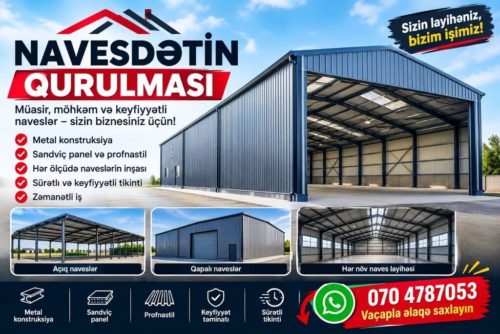 Dam örtüyü və metal konstruksiya məhsulları. Təklif olunan məhsul və