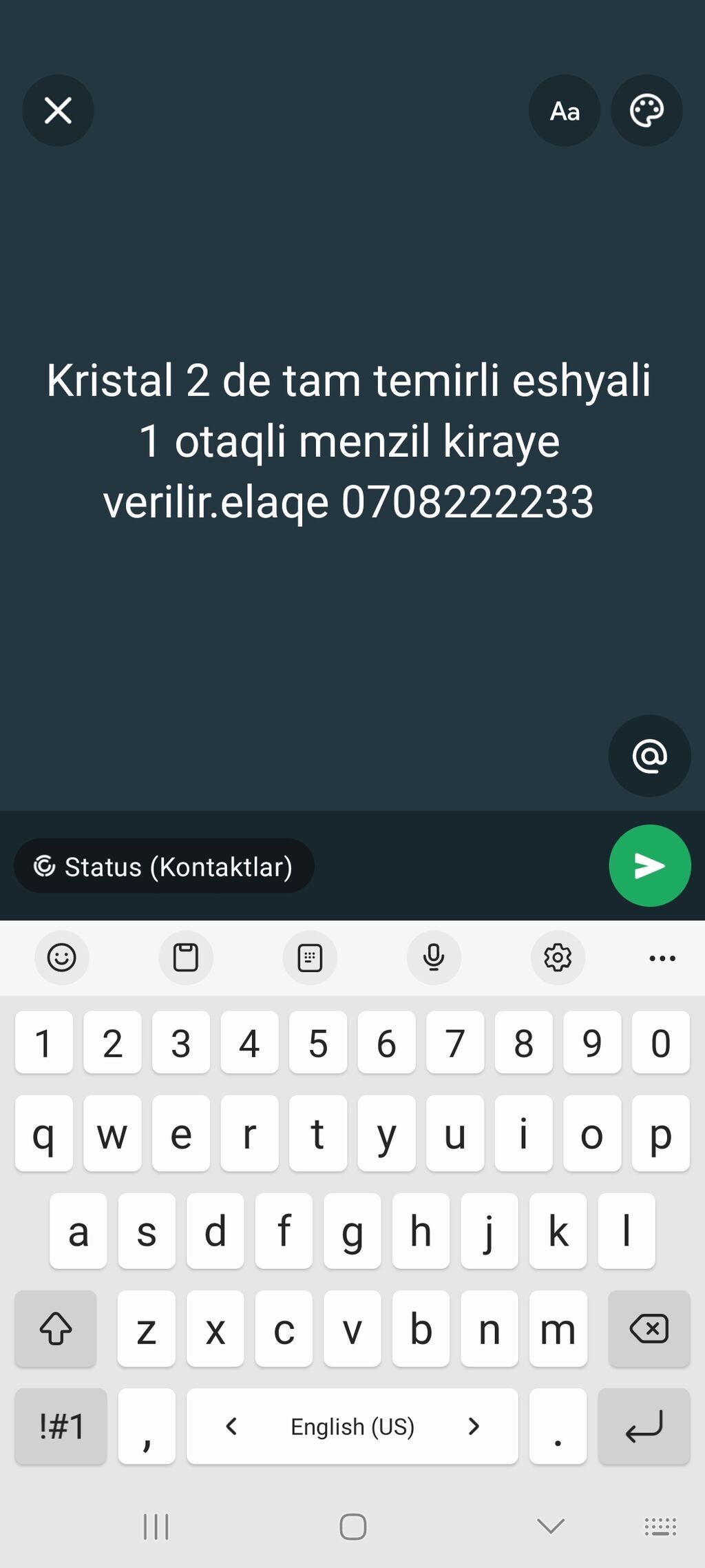 Kirayə mənzil – Kristal 2 - Tam təmirli, 1 otaqlı - Əşyalı (yaşayış