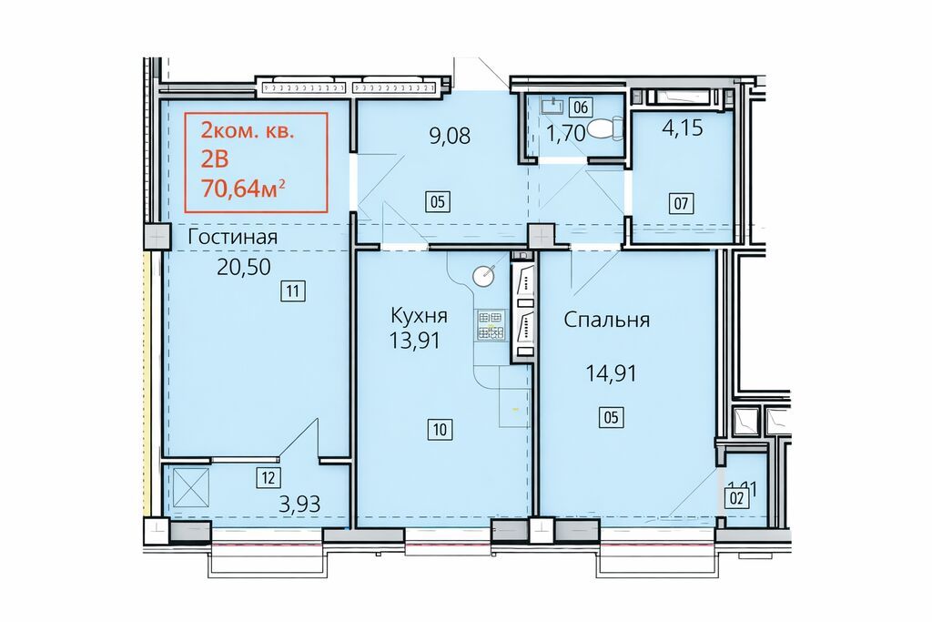 2 комнаты, 71 м², Асанбай мкр Элитка, 12 этаж, ПСО (под самоотделку): фото 1
