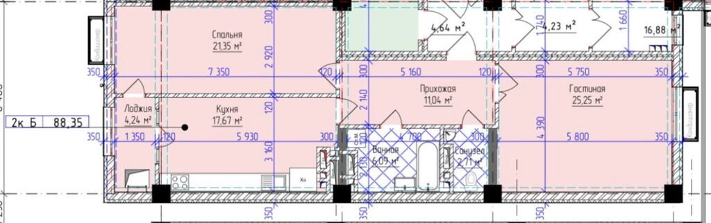 Продам 2-комнатную квартиру 88 м² в ЖК Джал-23: фото 8