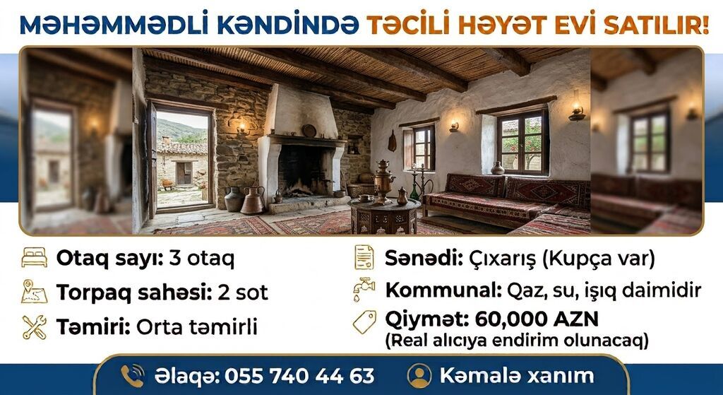 3 otaqlı, 200 kv. m, Kredit yoxdur, Orta təmir