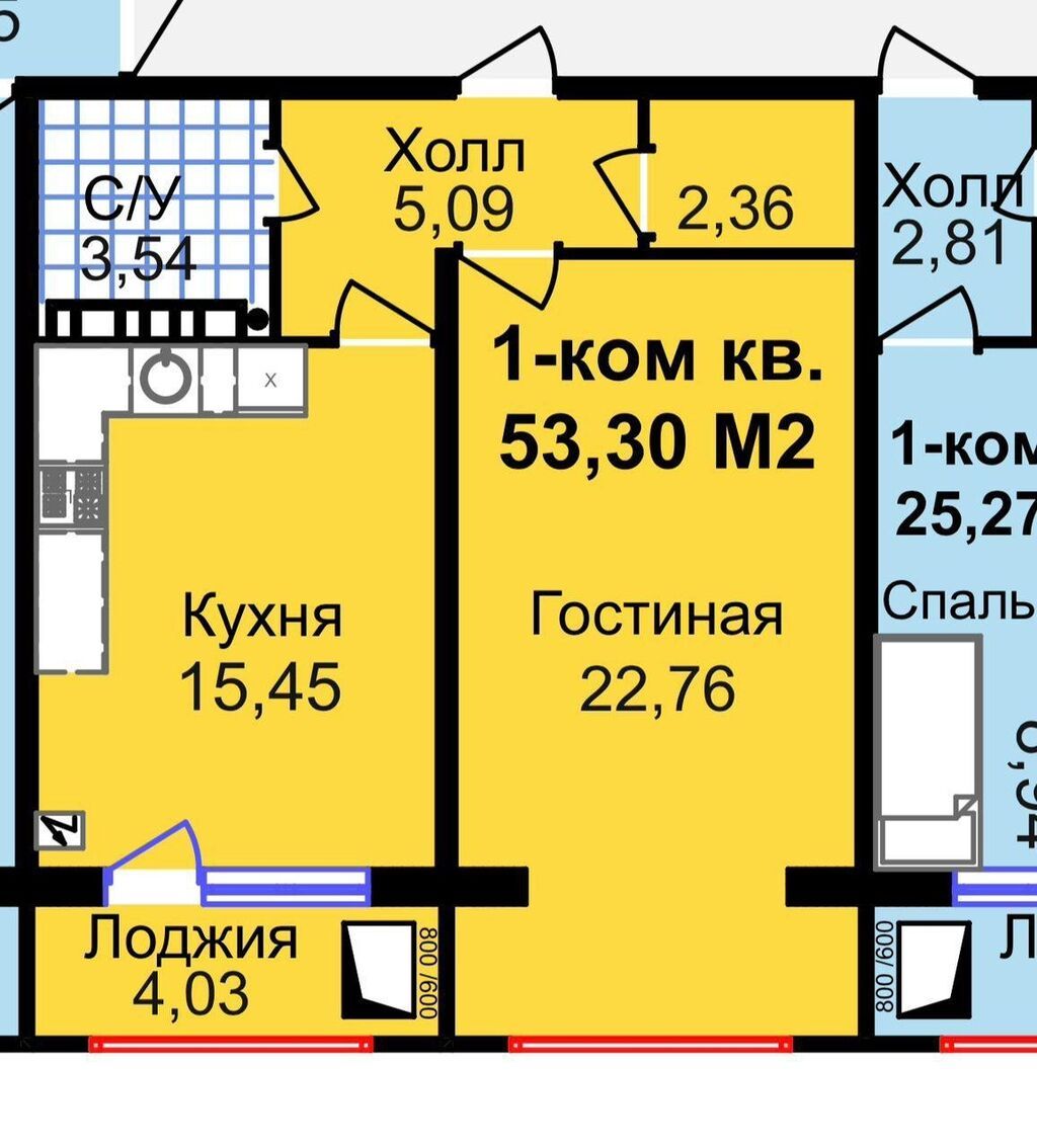 1 комната, 53 м², Технопарк Элитка, 3 этаж: фото 5